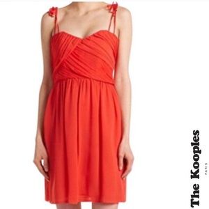 THE KOOPLES Red Crepon Chiffon Mini Dress